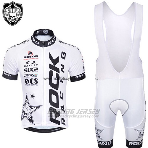 2015 Cycling Jersey Rock Racing Black and White Short Sleeve and Bib Short